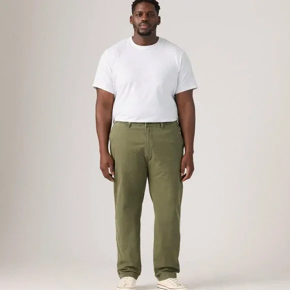Levi s Men s Xx Standard Tapered Chino Pants Green Olive Stretch Twill 50x30 Big - Picture 5 of 16